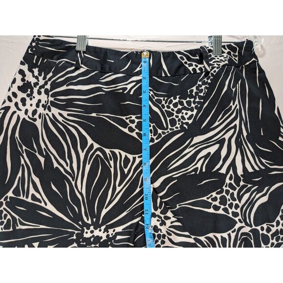 Talbots Black White Floral High Rise Wide Leg Stretch Capri Pant Womens 14 - Picture 4 of 9